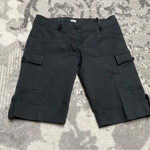 Cache Black Cargo Midi Length Bermuda Dress Shorts